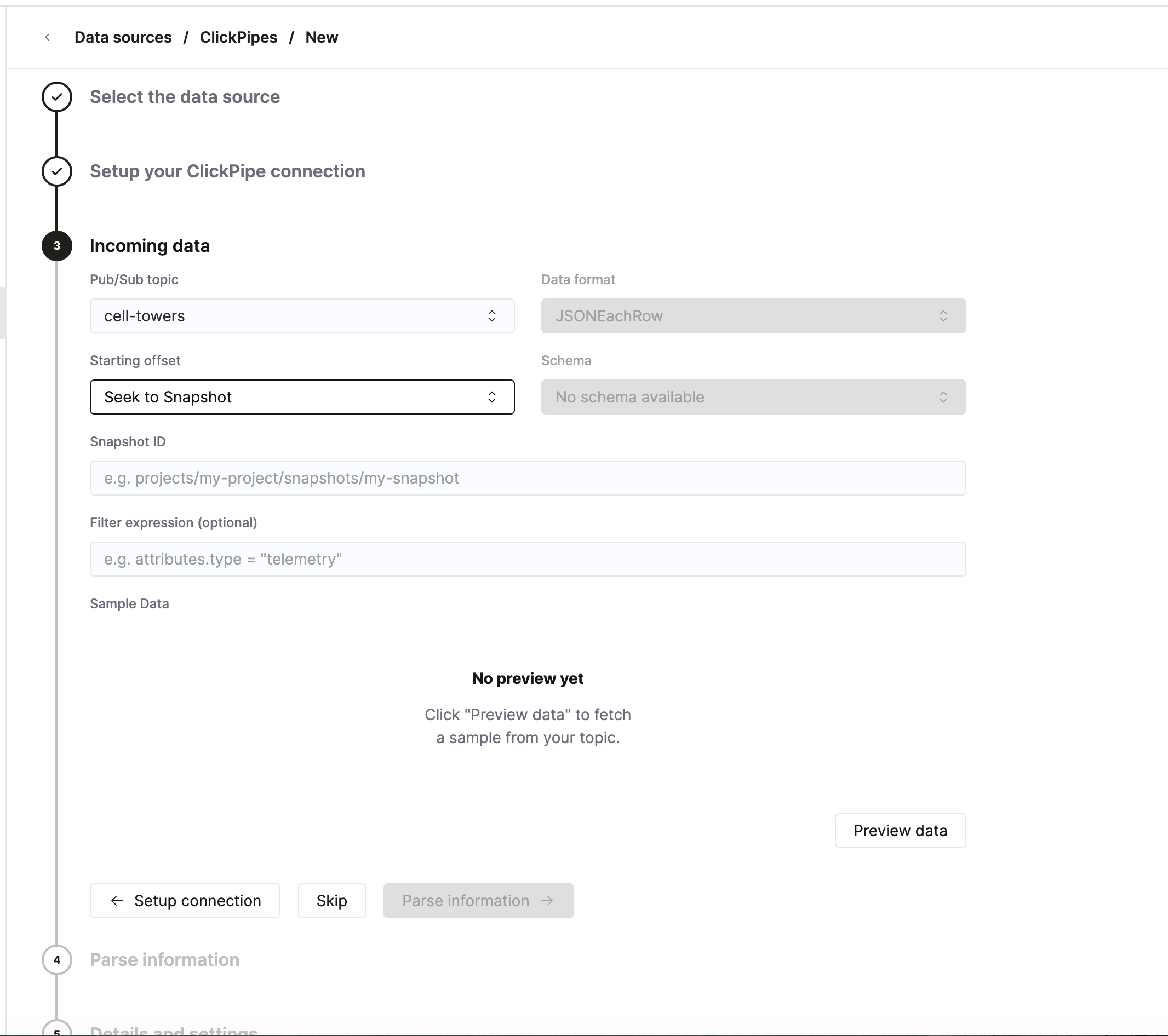 Seek to Snapshot starting offset